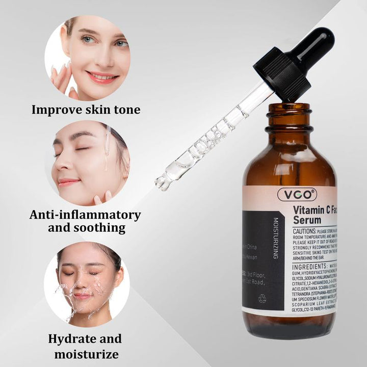 VGO Vitamin C Facial Serum Essence, 30Ml / 60Ml-A2 Moisturize Skincare Daily Delicate Gentle Acne Cleanser Cream Cleanser Cream Radiance Comfort