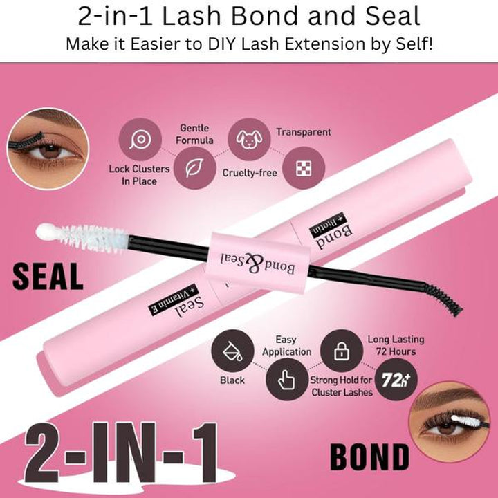 Eyelash Extension Kit 240Pcs Individual Lashes Kit with Bond and Seal and Lash Applicator DIY at Home for Beginner