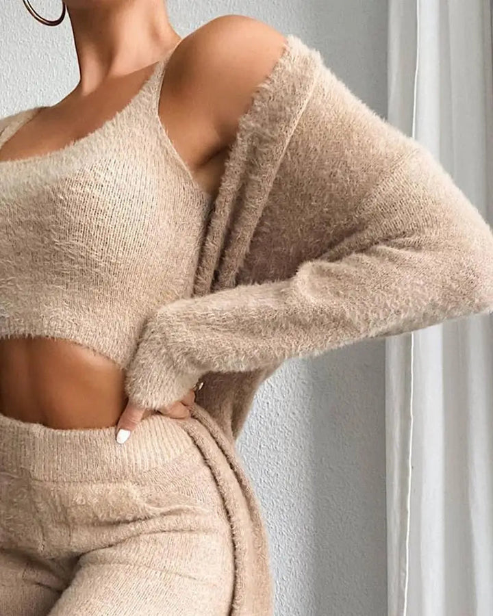 3-Piece Fuzzy Fleece Loungewear Set - Essentially Radiant