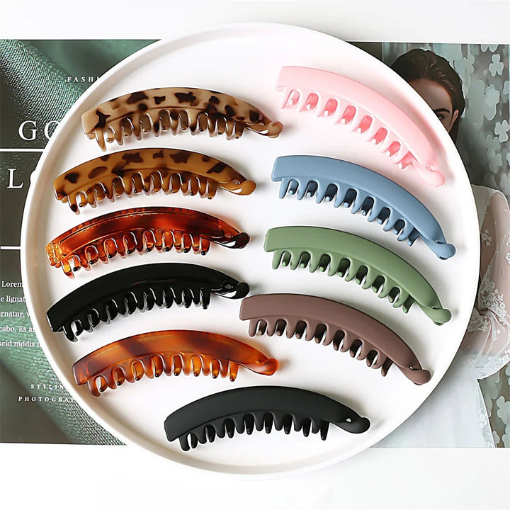 Frosted Solid Color Banana Hair Clips – Fashion Ponytail Barrettes & Hair Claws for Women - Essentially Radiant