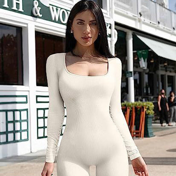 Women's Seamless Long-Sleeve Yoga Jumpsuit - Essentially Radiant