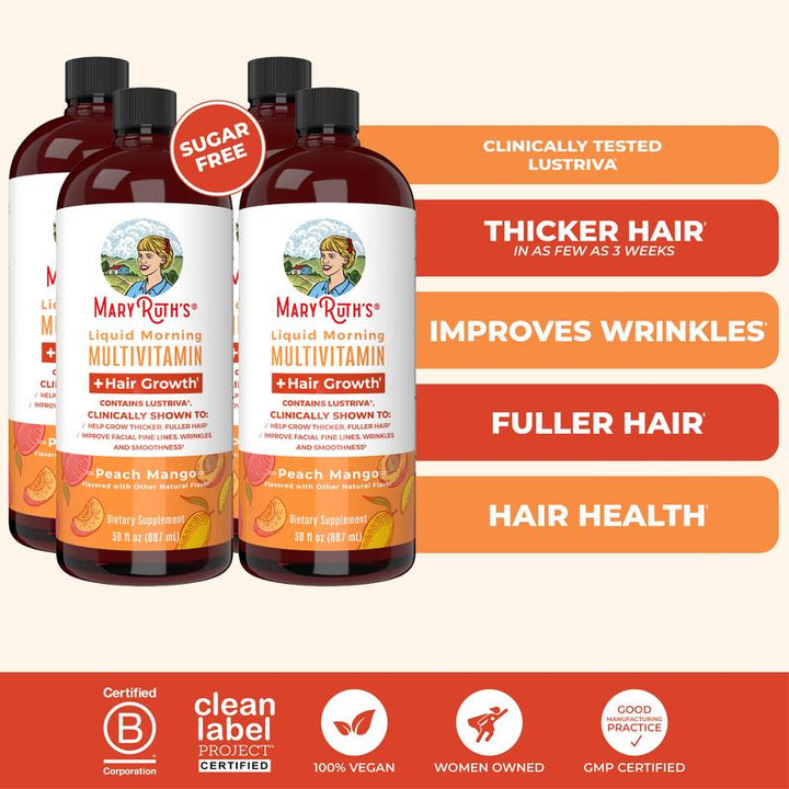 Maryruth'S Liquid Multivitamin + Hair Growth with Clinically Tested Lustriva - Thicker Hair - Reduce Wrinkles & Fine Lines - Haircare - 30 Fl Oz