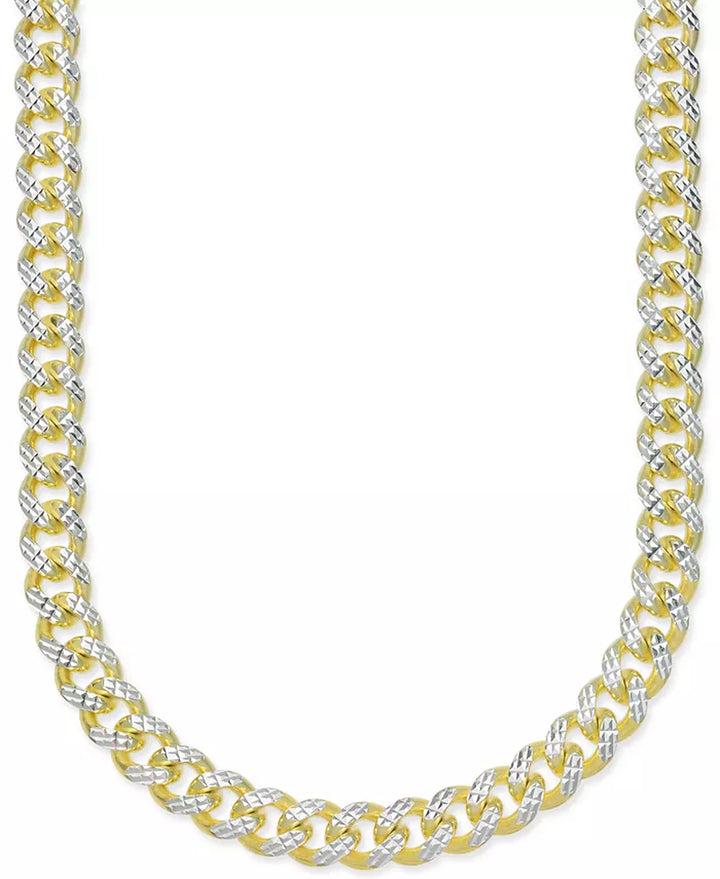 24" Men'S Two-Tone Cuban Link Chain Necklace in 14K Gold-Plated Sterling Silver and Sterling Silver