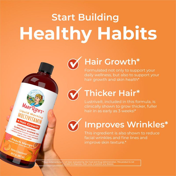 Maryruth'S Liquid Multivitamin + Hair Growth with Clinically Tested Lustriva - Thicker Hair - Reduce Wrinkles & Fine Lines - Haircare - 30 Fl Oz