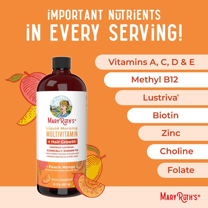 Maryruth'S Liquid Multivitamin + Hair Growth with Clinically Tested Lustriva - Thicker Hair - Reduce Wrinkles & Fine Lines - Haircare - 30 Fl Oz